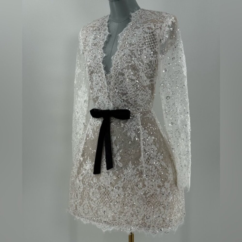 🆕 BRONX & BANCO 🧿 NWOT Isa Long Sleeve Mini Dress, with Bow - Sz M / US 6 - Picture 4 of 16